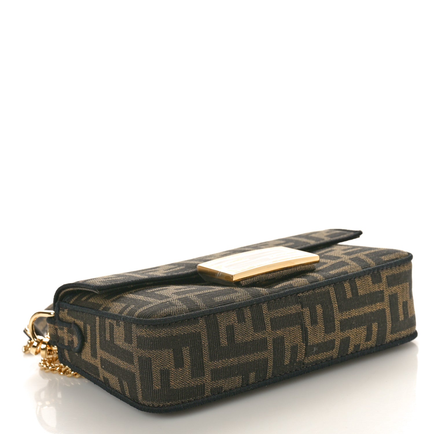 Fendi Fabric Jacquard FF 1974 Mini Baguette Tobacco Moro Black 4 of 11