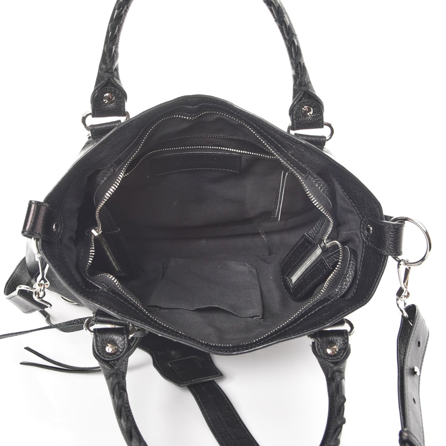 Chevre Silver Metallic Edge Hardware Town Black