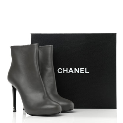 Chanel Lambskin CC Short Booties 39.5 Dark Grey 10 of 10