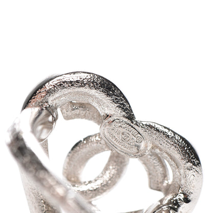 Chanel Crystal CC Heart Ring 52 6 Silver Blue 4 of 5