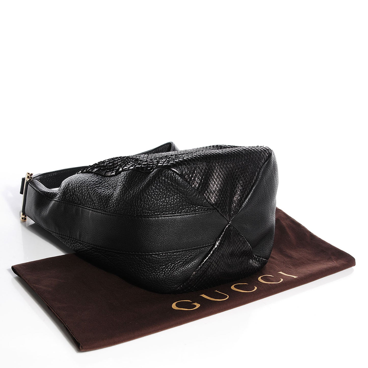 Python Leather Medium Greenwich Shoulder Bag Black