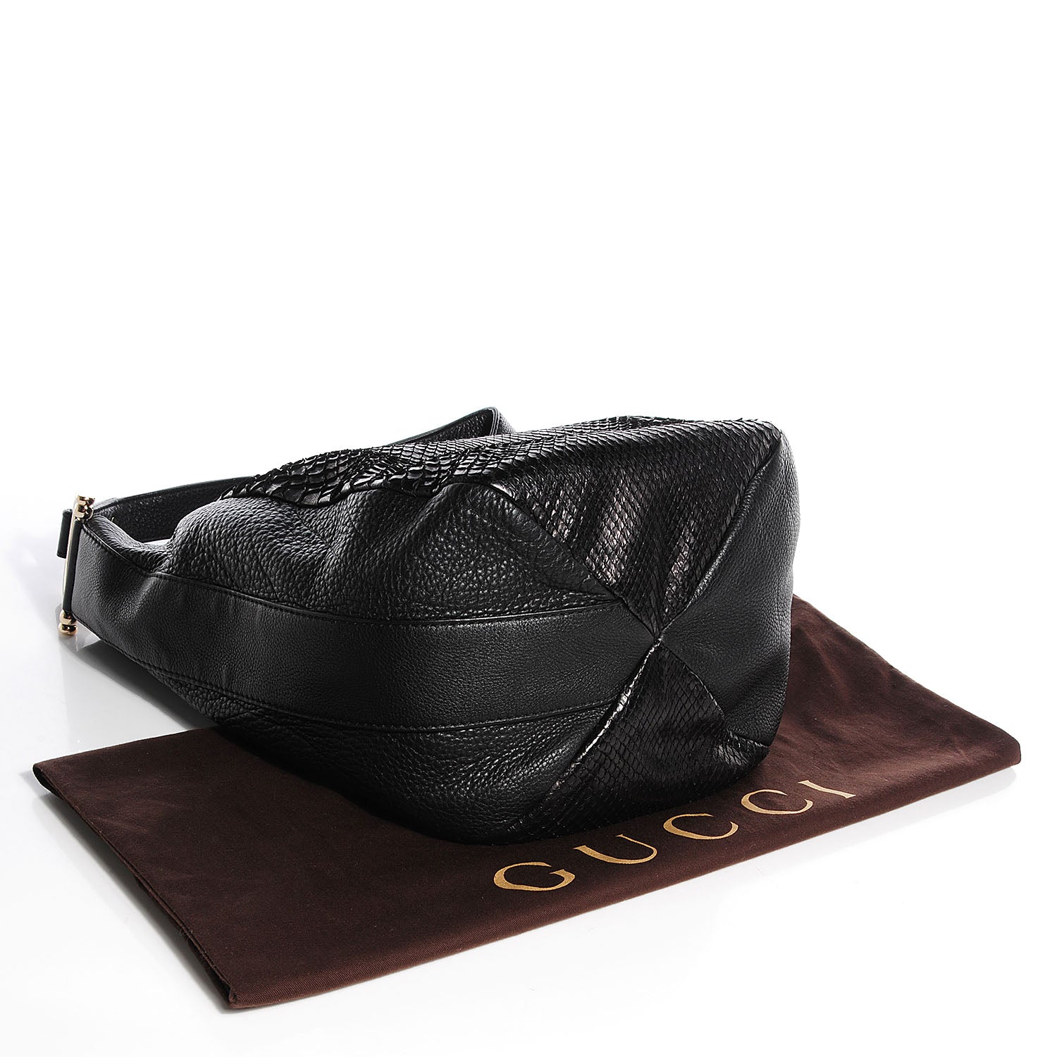 Gucci Python Leather Medium Greenwich Shoulder Bag Black 4 of 7