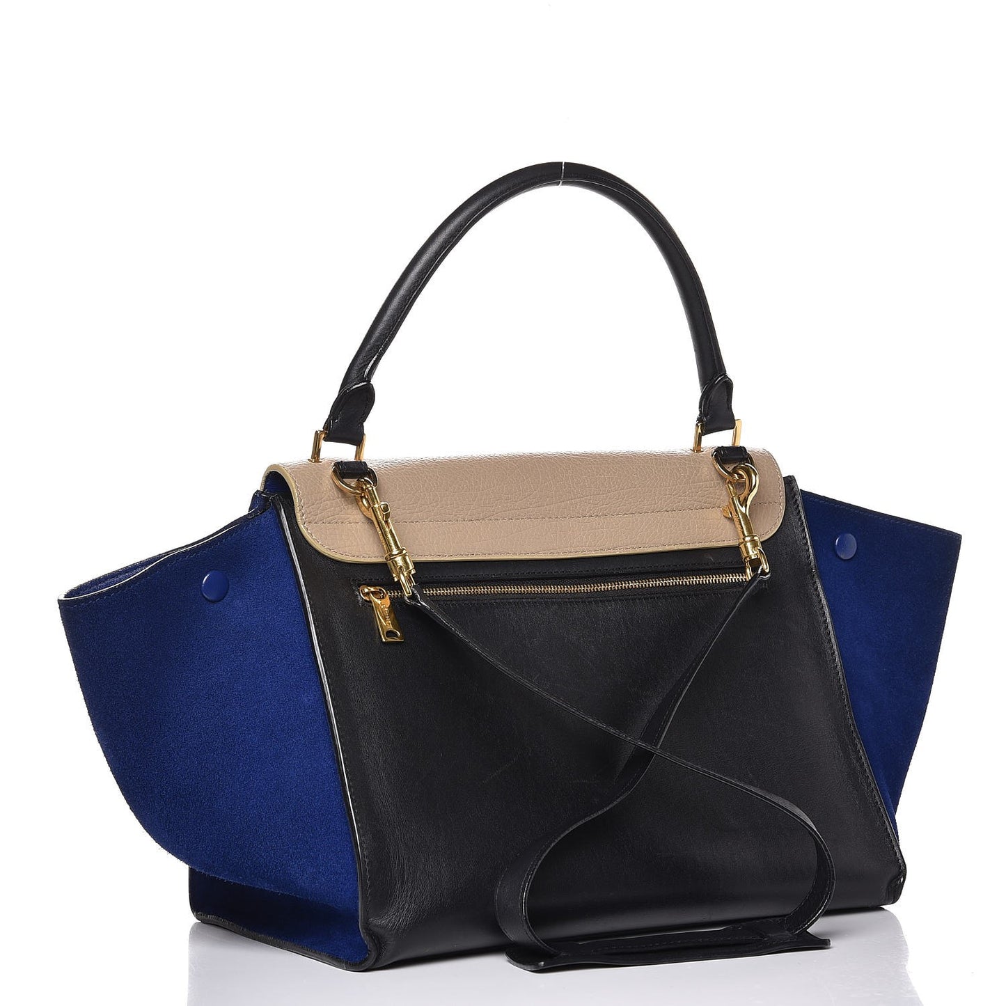 Calfskin Suede Medium Tri-color Trapeze Tri-color Sand