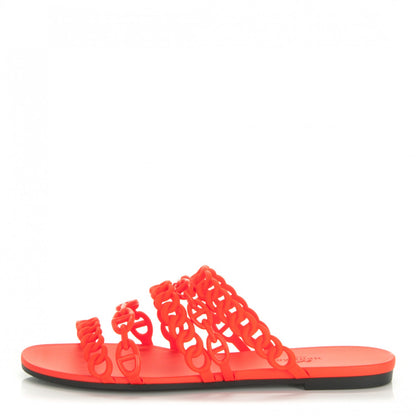 Hermes Rubber Chaine d'Ancre Nude Sandals 38 Pavot 1 of 7