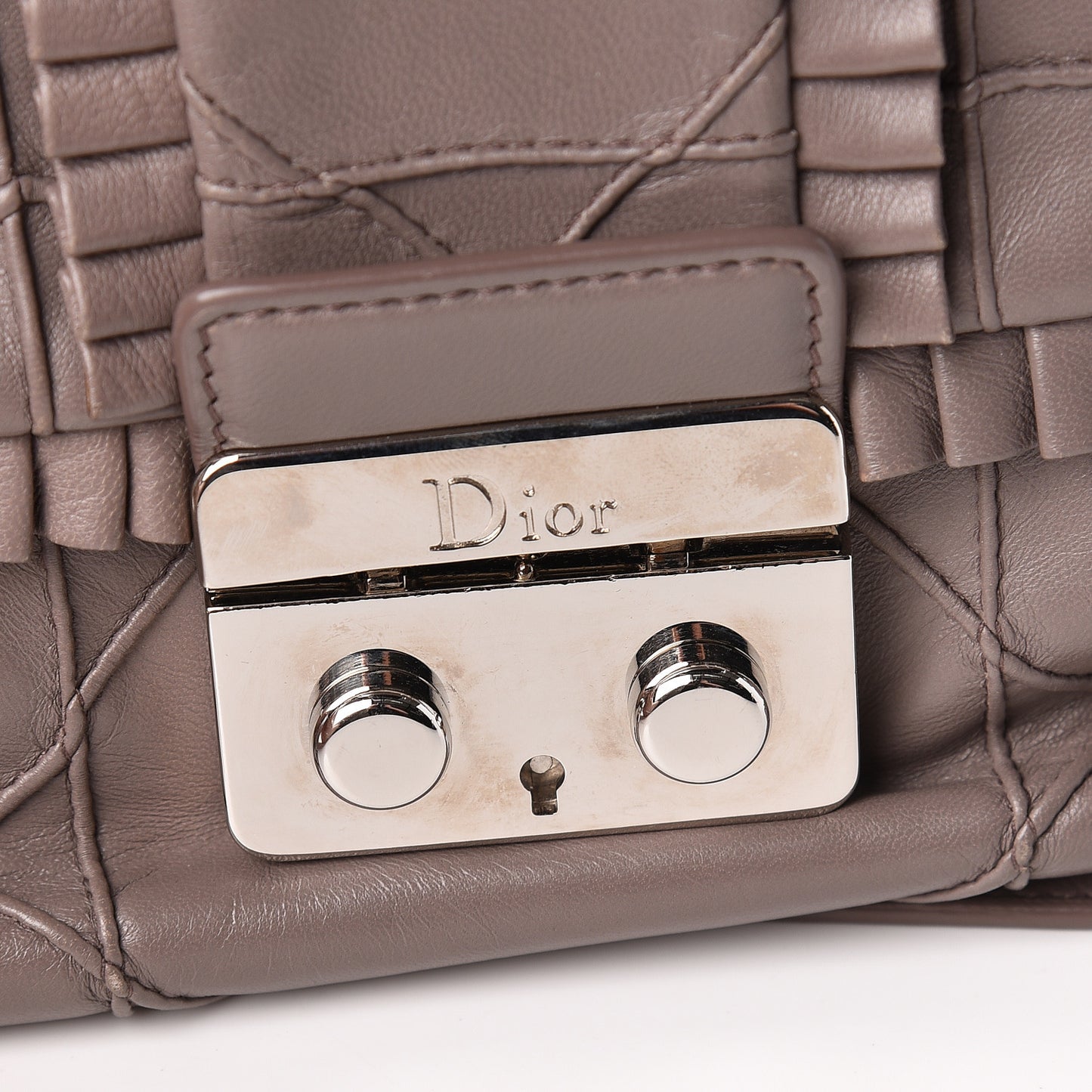 Lambskin Cannage Ruffle New Lock Flap Dark Taupe