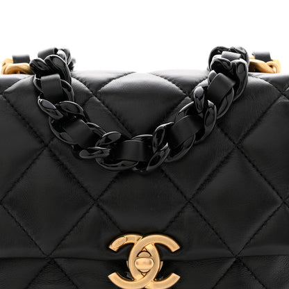 Chanel Lambskin Quilted Mini Lacquered Chain Flap Black 8 of 10