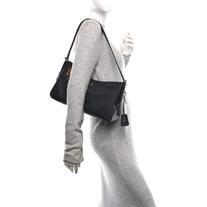 Prada Re-Nylon Vitello Large Aimee Shoulder Bag Black 2 of 9