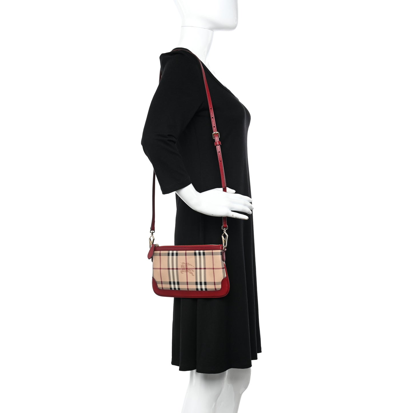 Haymarket Check Small Peyton Crossbody Clutch Bag Military Red