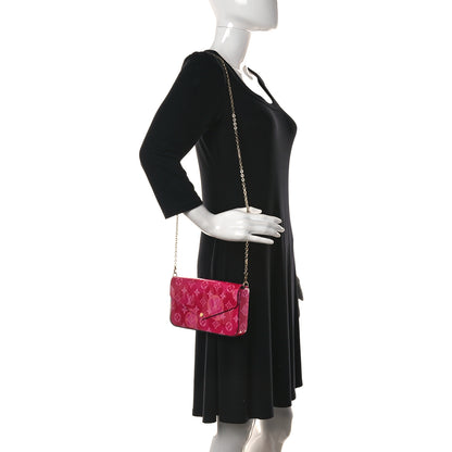Louis Vuitton Vernis Valentine Pochette Felicie Chain Wallet Fuchsia 2 of 9