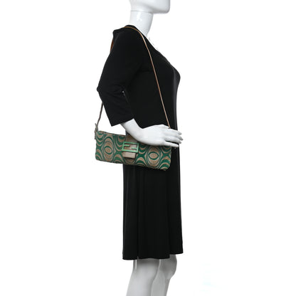 Fendi Calf Hair Print Baguette Beige Green 2 of 9