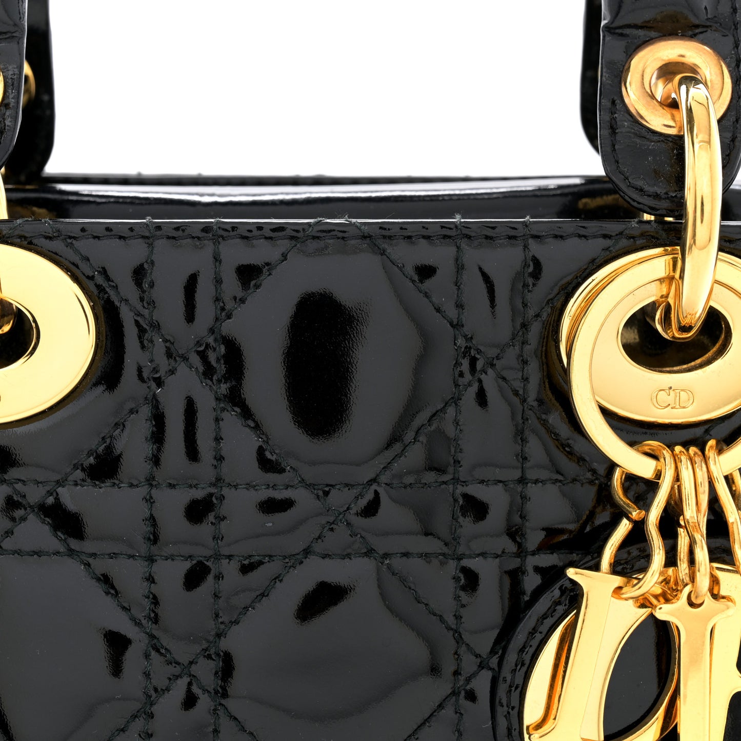 Patent Cannage Mini Lady Dior Black
