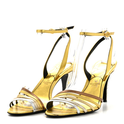 Valentino Garavani Laminated Nappa Crystal Ladycrush 85mm Sandals 39.5 Multicolor Silver 4 of 10