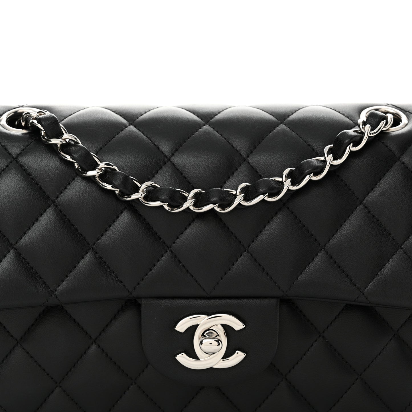 Lambskin Quilted Small Double Flap Black