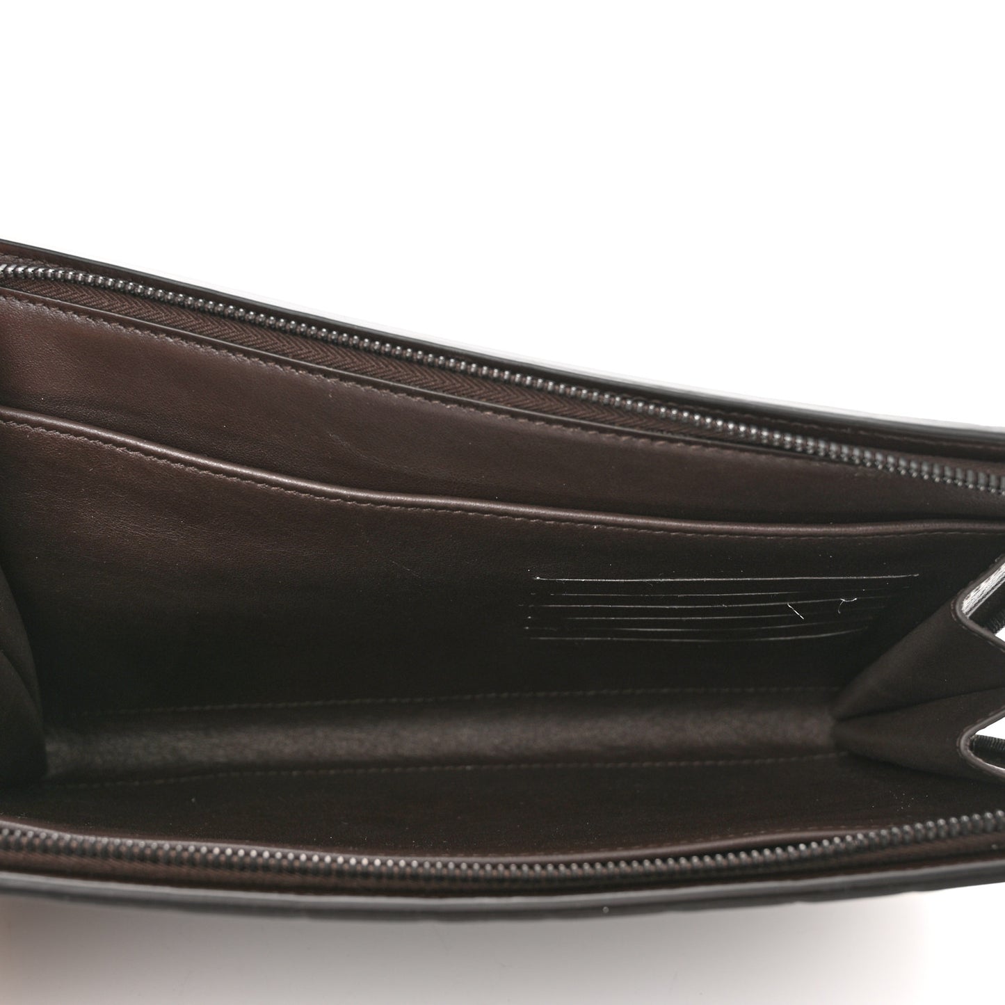 Calfskin Intrecciato Small Document Case Dark Brown