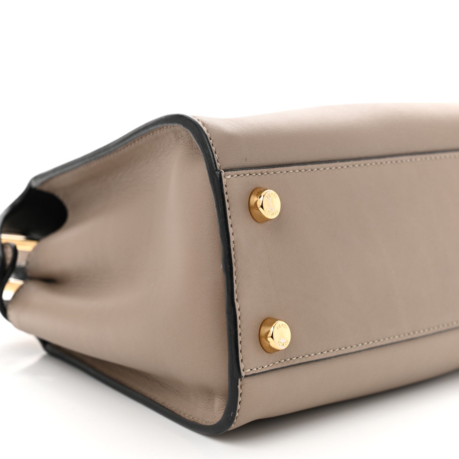 Fendi Vitello Tahiti Burro Medium Peekaboo Iconic Essentially Satchel Tortora Black 10 of 11
