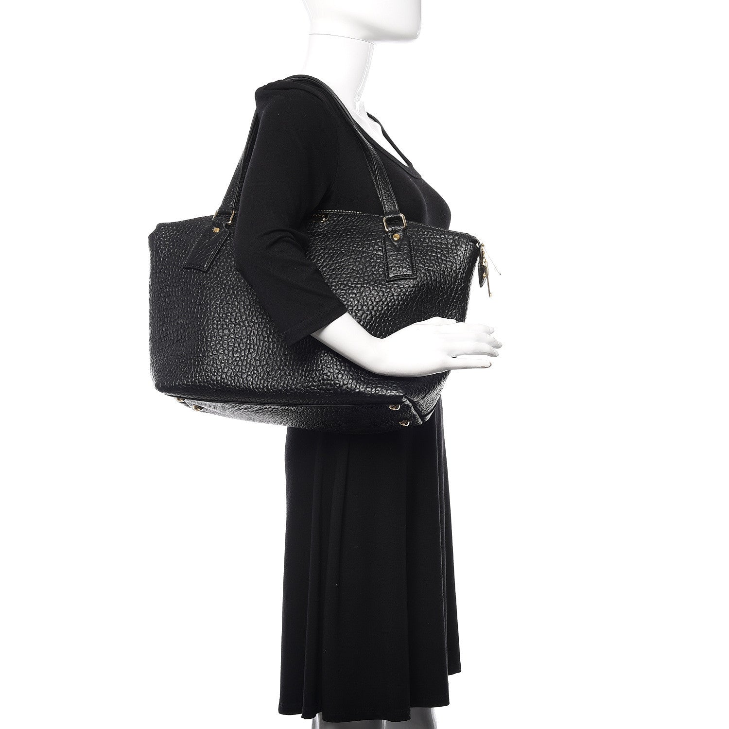 Burberry Signature Grain Calfskin Medium Welburn Tote Black 2 of 11