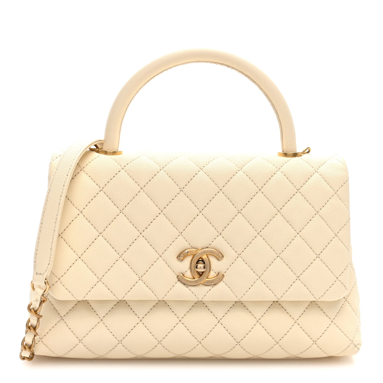 Chanel Caviar Quilted Small Coco Handle Flap White 1 of 10