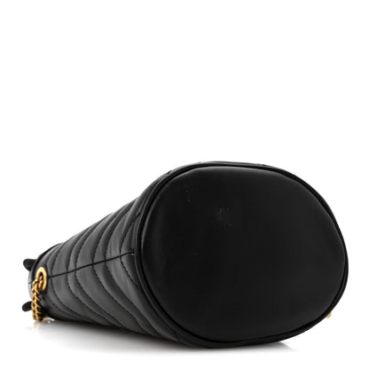 Gucci Calfskin Matelasse Mini GG Marmont 2.0 Bucket Bag Black 4 of 11