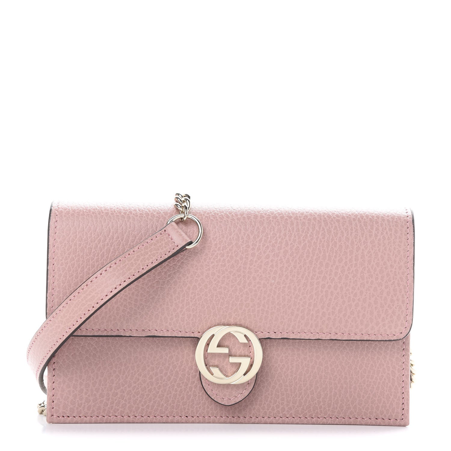 Gucci Dollar Calfskin Interlocking G Chain Wallet Soft Pink 1 of 10