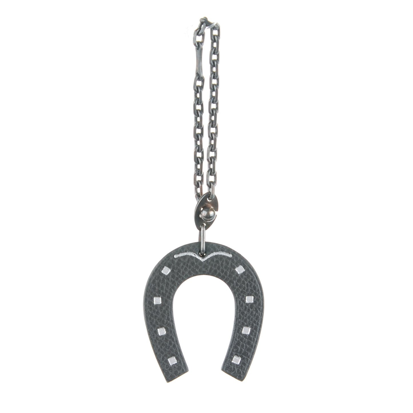 Epsom Lucky Horseshoe Bag Charm Graphite Orange