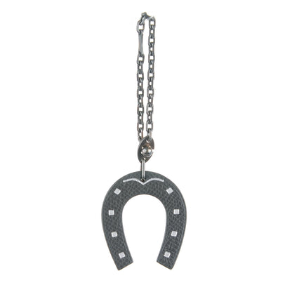Hermes Epsom Lucky Horseshoe Bag Charm Graphite Orange 1 of 3