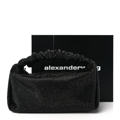 Alexander Wang Satin Crystal Rhinestone Mini Scrunchie Clutch  Black 10 of 10