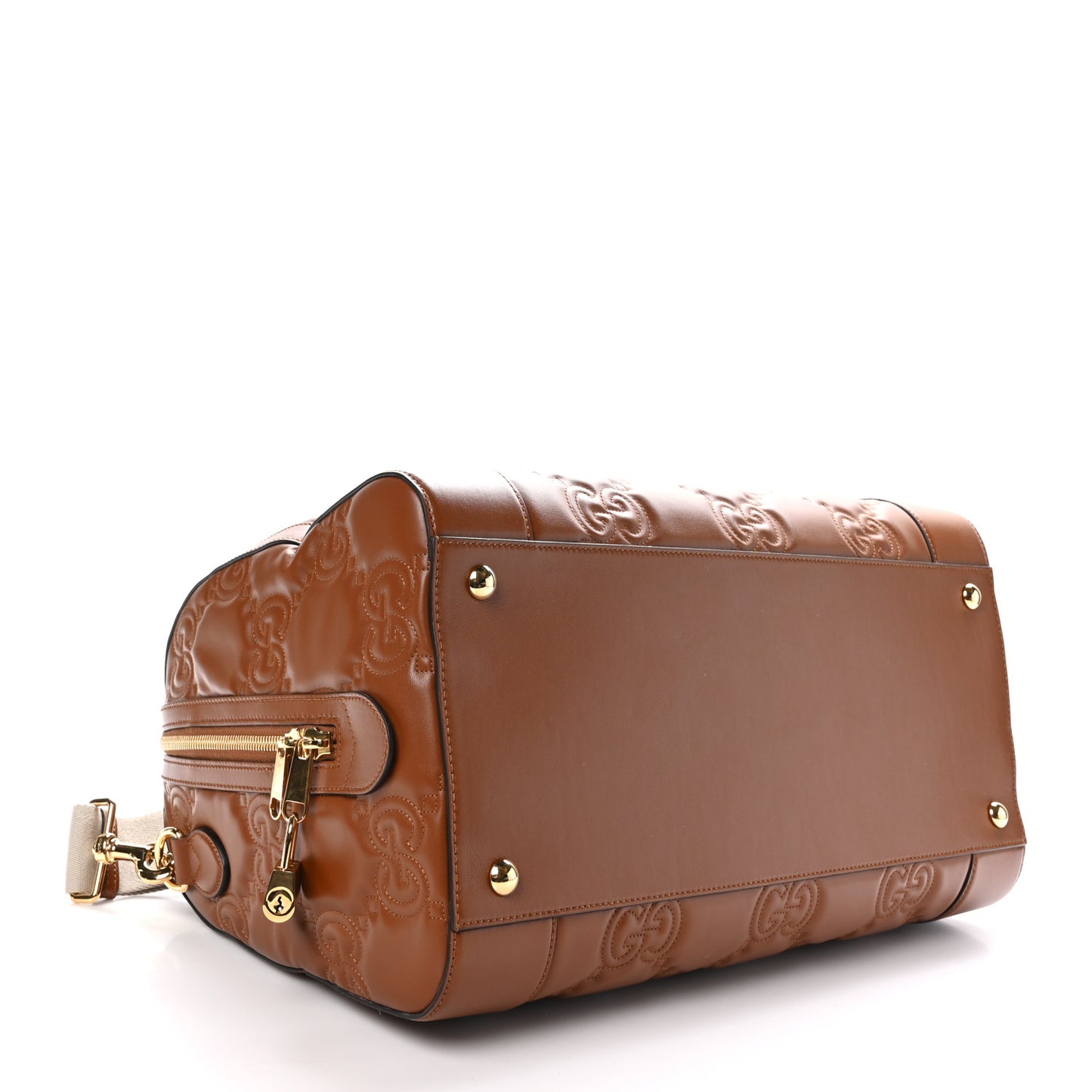 Calfskin GG Matelasse Medium Duffle Bag Peanut Brown
