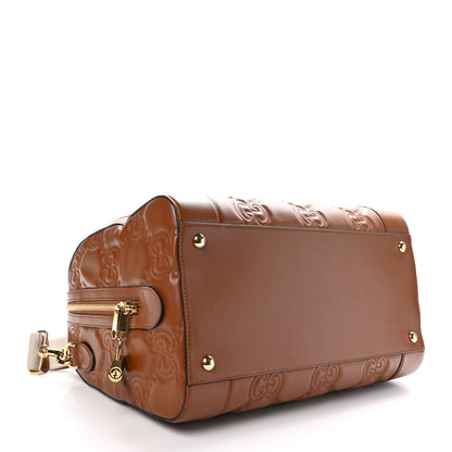 Gucci Calfskin GG Matelasse Medium Duffle Bag Peanut Brown 3 of 11