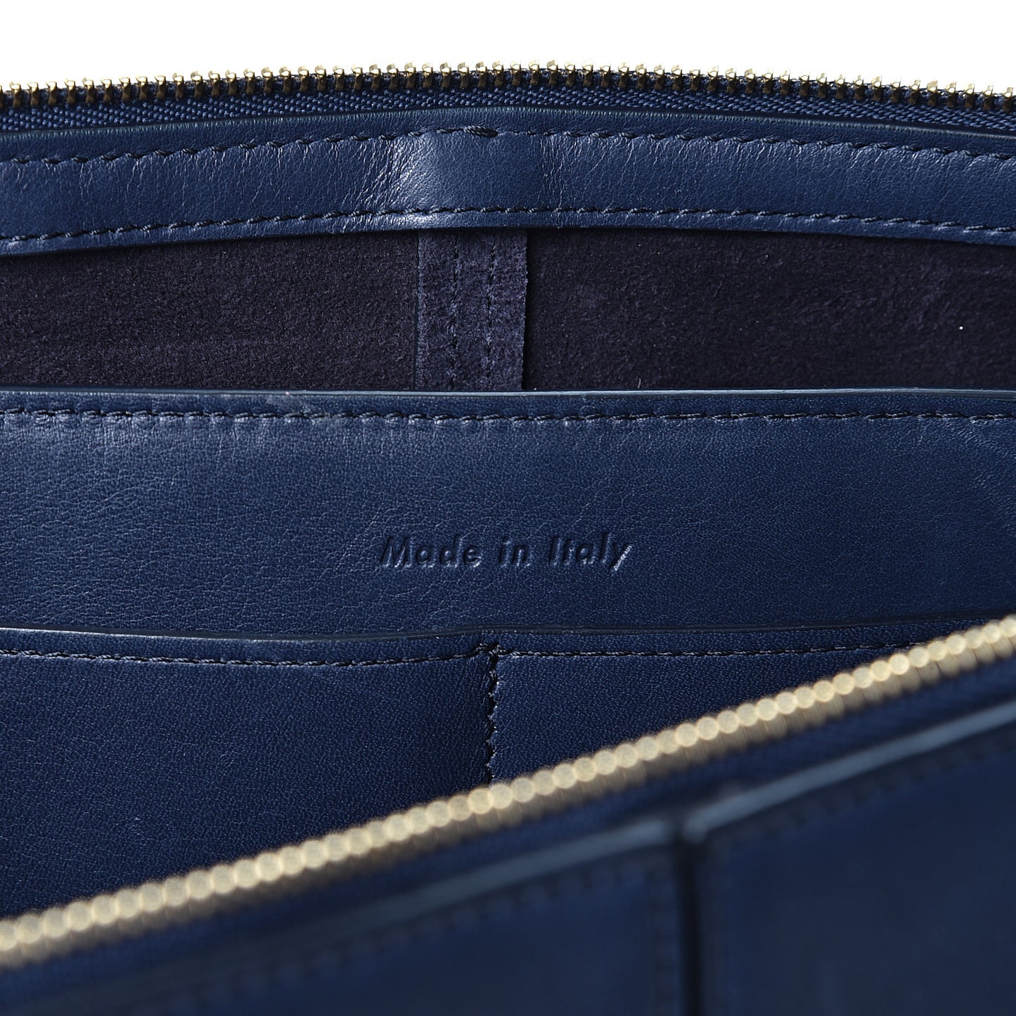 Supple Natural Calfskin Tri-Fold Clutch Black Blue