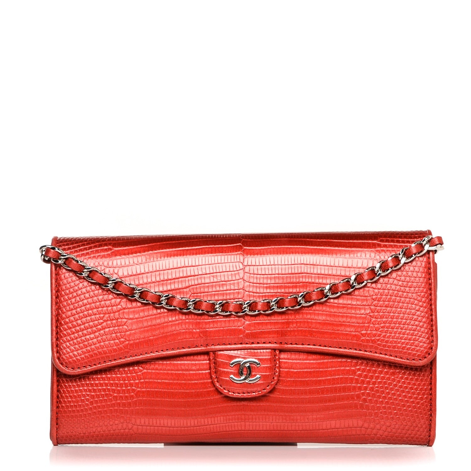 Chanel Lizard Wallet With Removable Chain Red 1 of 8