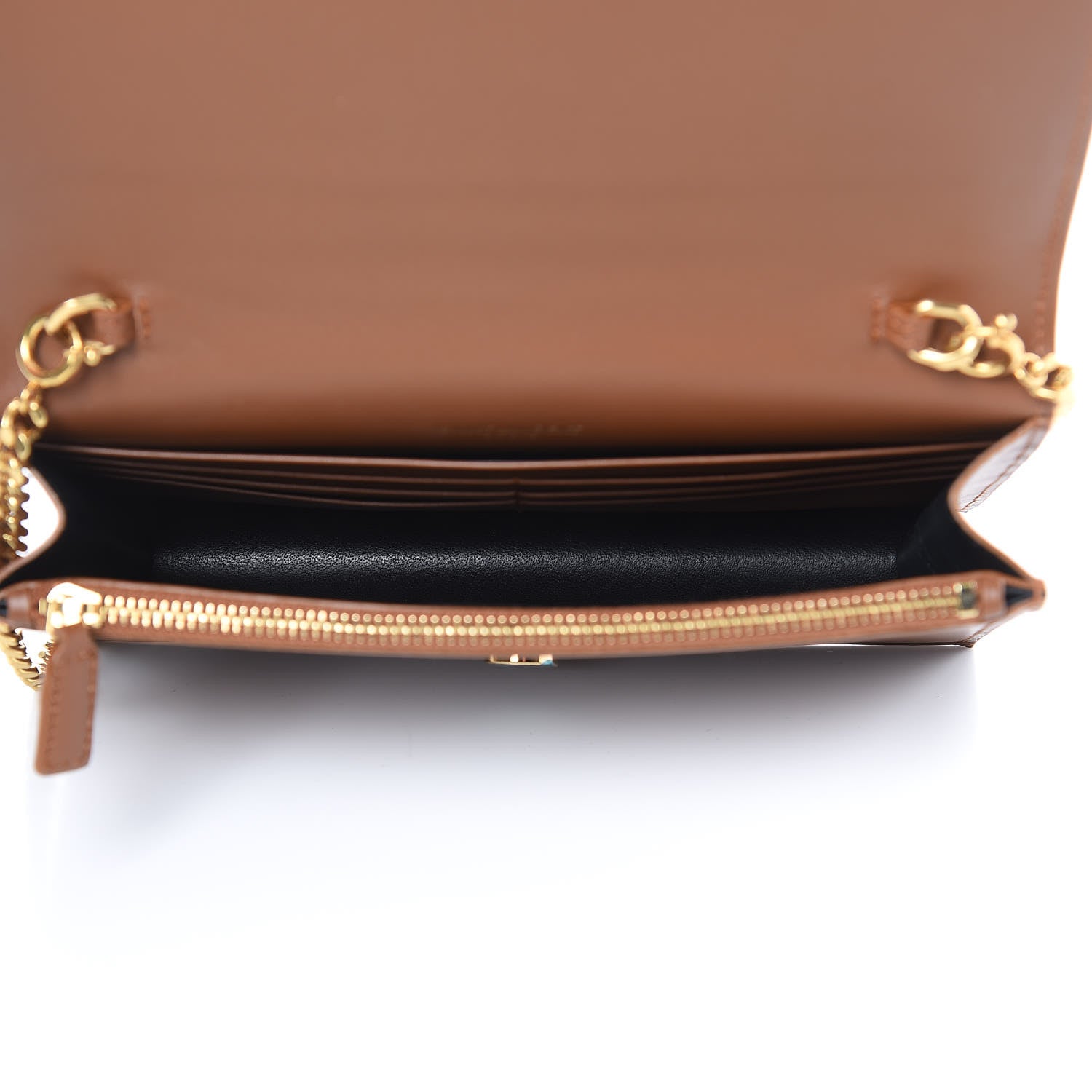 Saint Laurent Smooth Calfskin Classic Monogram Kate Tassel Chain Wallet Brown 7 of 12