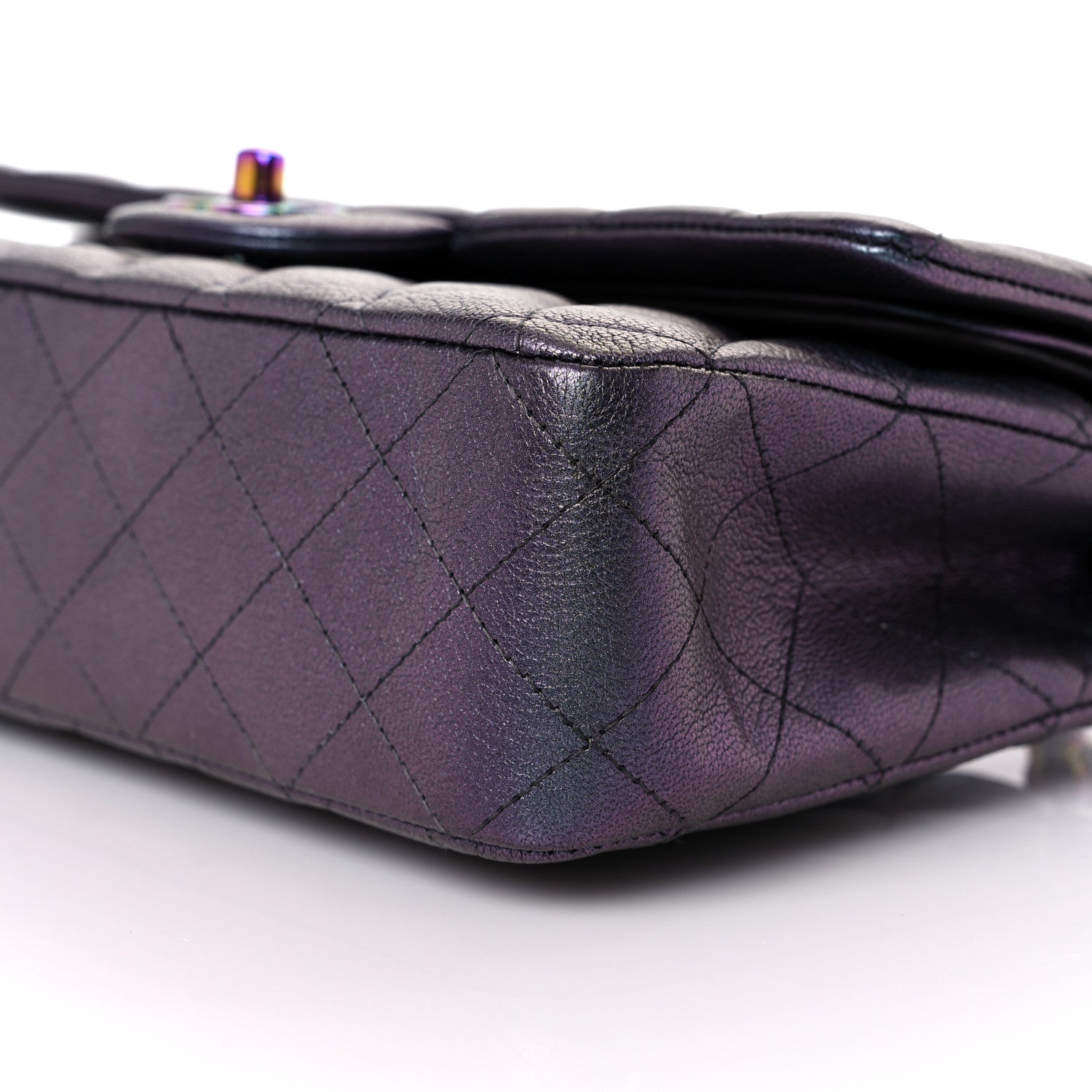 Chanel Iridescent Goatskin Quilted Medium Double Flap Purple 9 of 11