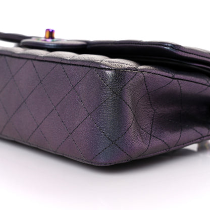Chanel Iridescent Goatskin Quilted Medium Double Flap Purple 9 of 11