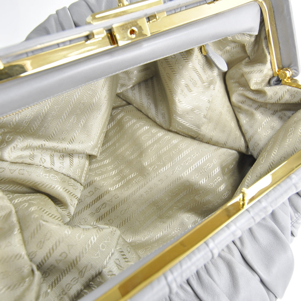 Nappa Dressy Gaufre Framed Tote Nuvola