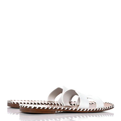 Hermes Calfskin Braided Oran Sandals 36 White 4 of 9