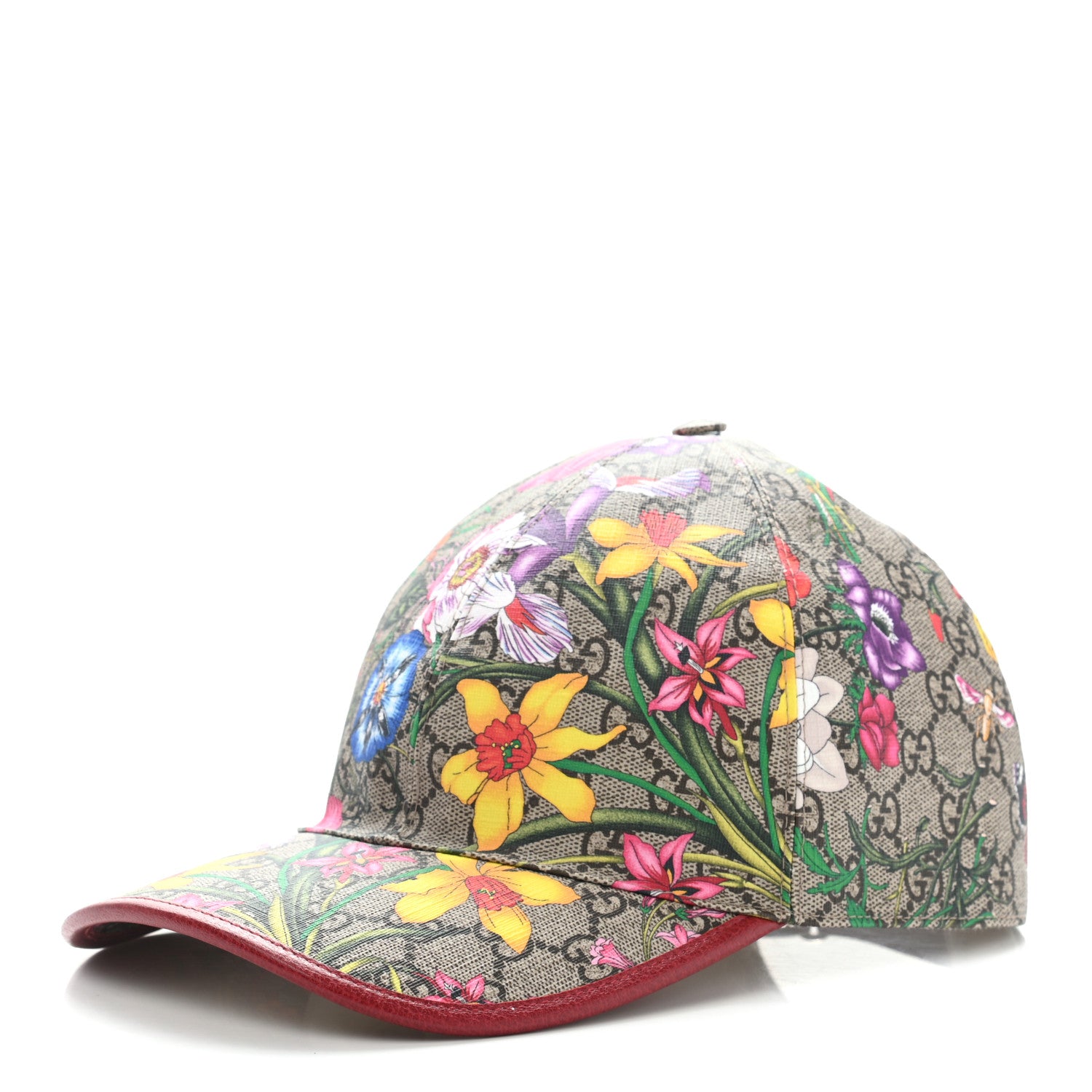 Gucci GG Supreme Flora Claudia Baseball Hat 59 XL Red 1 of 11