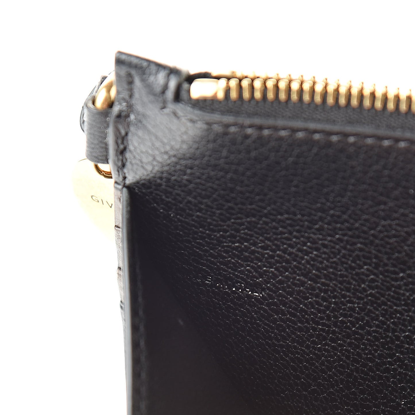 Calfskin GV3 Wristlet Zip Card Holder Black Grey