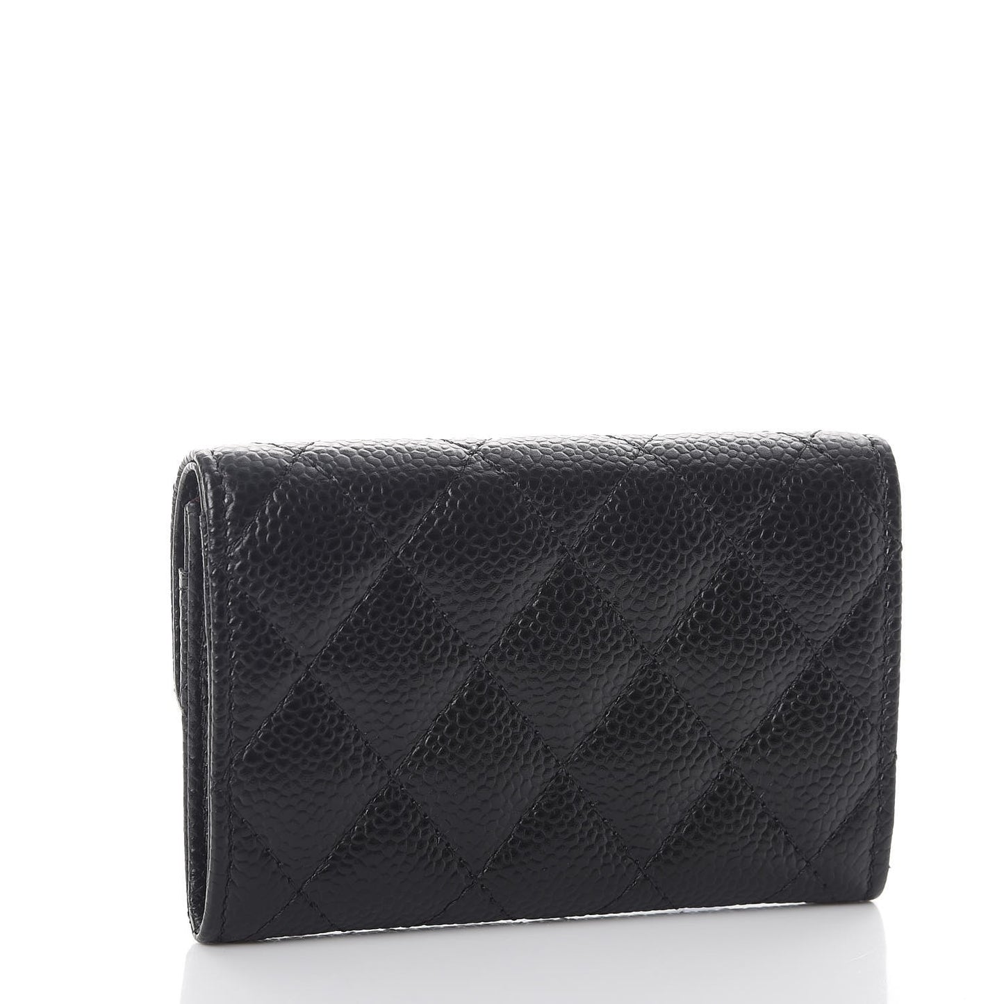 Caviar Quilted Flap Card Holder Black