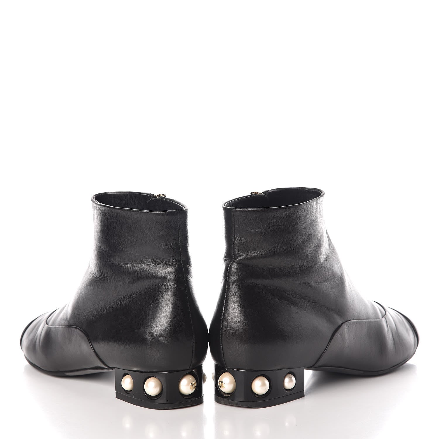 Chanel Lambskin Pearl Short Boots 40 Black 5 of 14