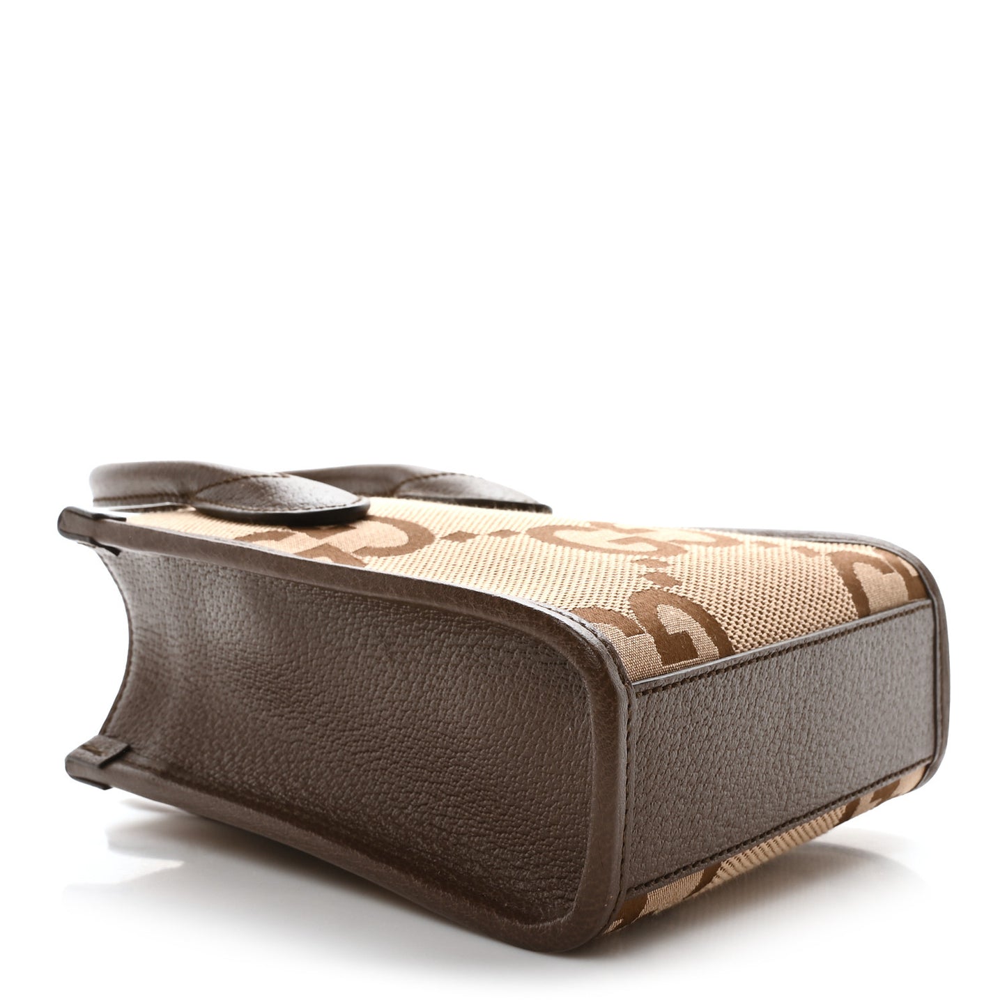 Monogram Jumbo GG Textured Dollar Calfskin Web Mini Vertical Tote Camel Ebony New Acero