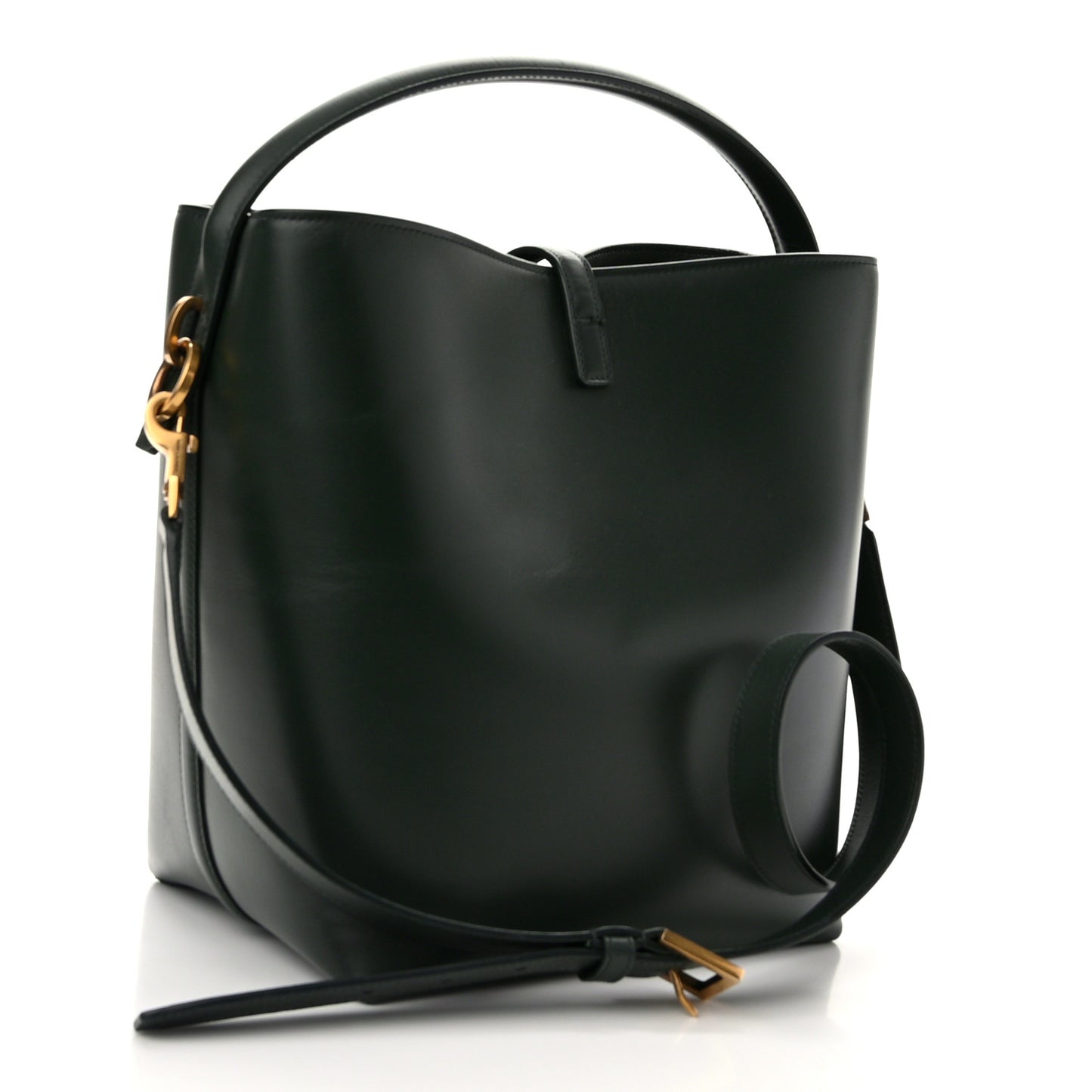 Shiny Calfskin Le 37 Bucket Bag Vert Fonce