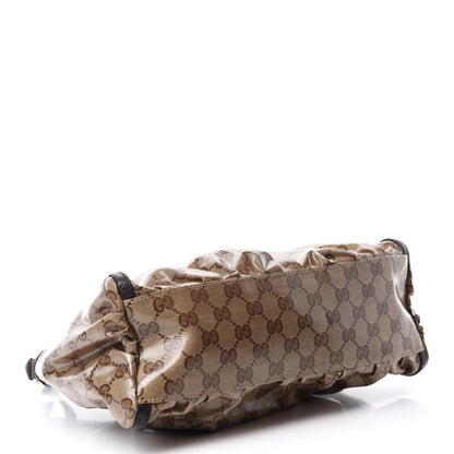 Gucci Crystal Monogram D Ring Gold Hobo Brown 4 of 11