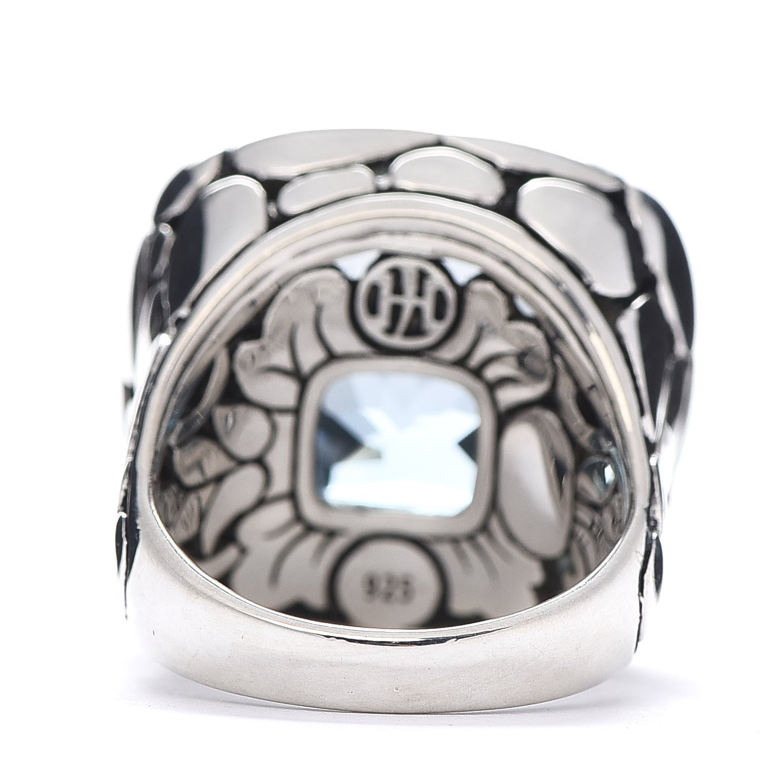 John Hardy Sterling Silver Blue Topaz Large Batu Kali Square Ring 55 7.25 4 of 5