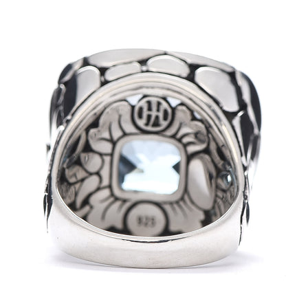 John Hardy Sterling Silver Blue Topaz Large Batu Kali Square Ring 55 7.25 4 of 5