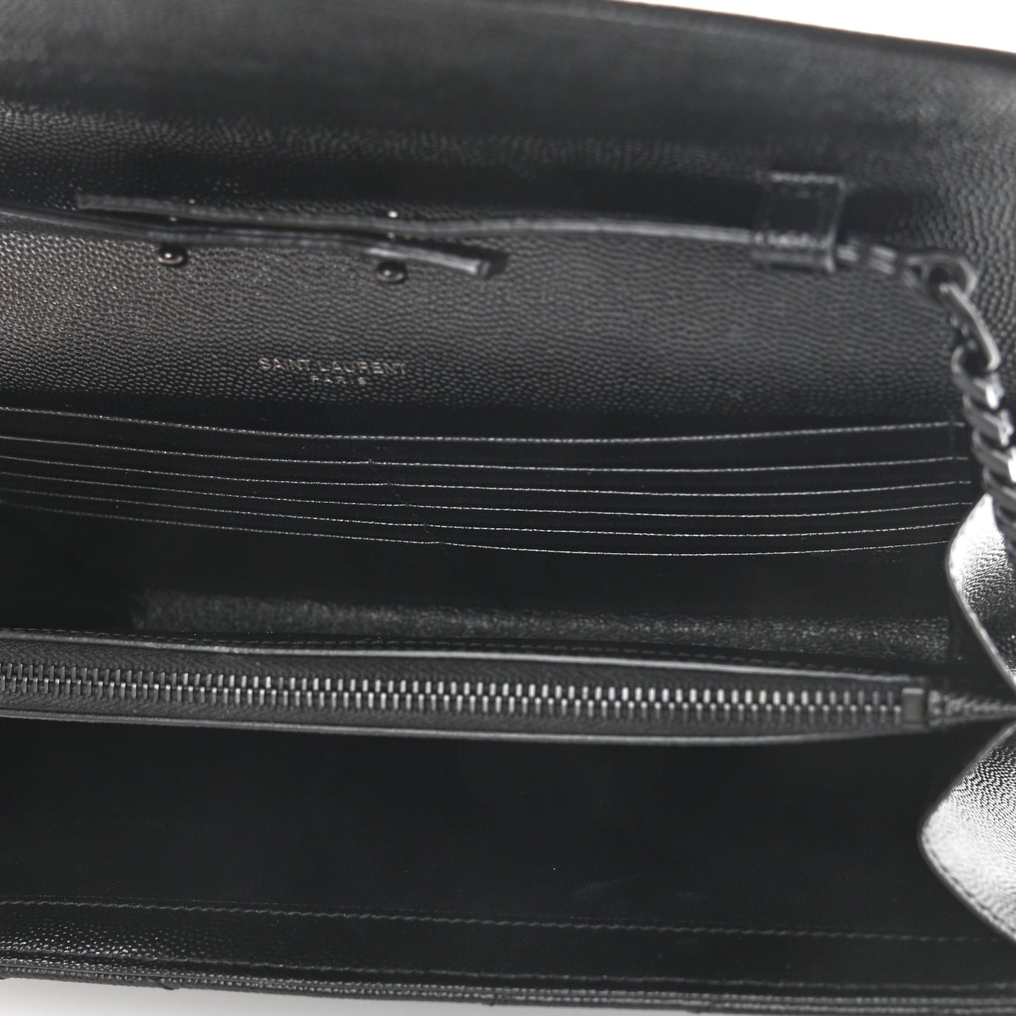 Grain De Poudre Matelasse Chevron Monogram Chain Wallet Black