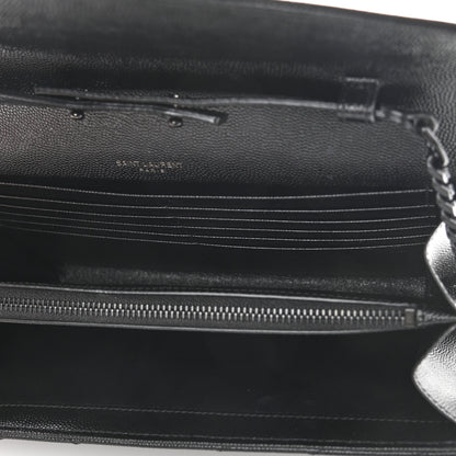 Saint Laurent Grain De Poudre Matelasse Chevron Monogram Chain Wallet Black 5 of 9