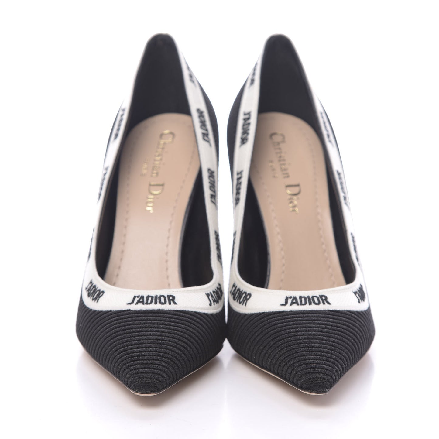Technical Canvas Ribbon Embroidered J'Adior 100mm Pumps 36 Black