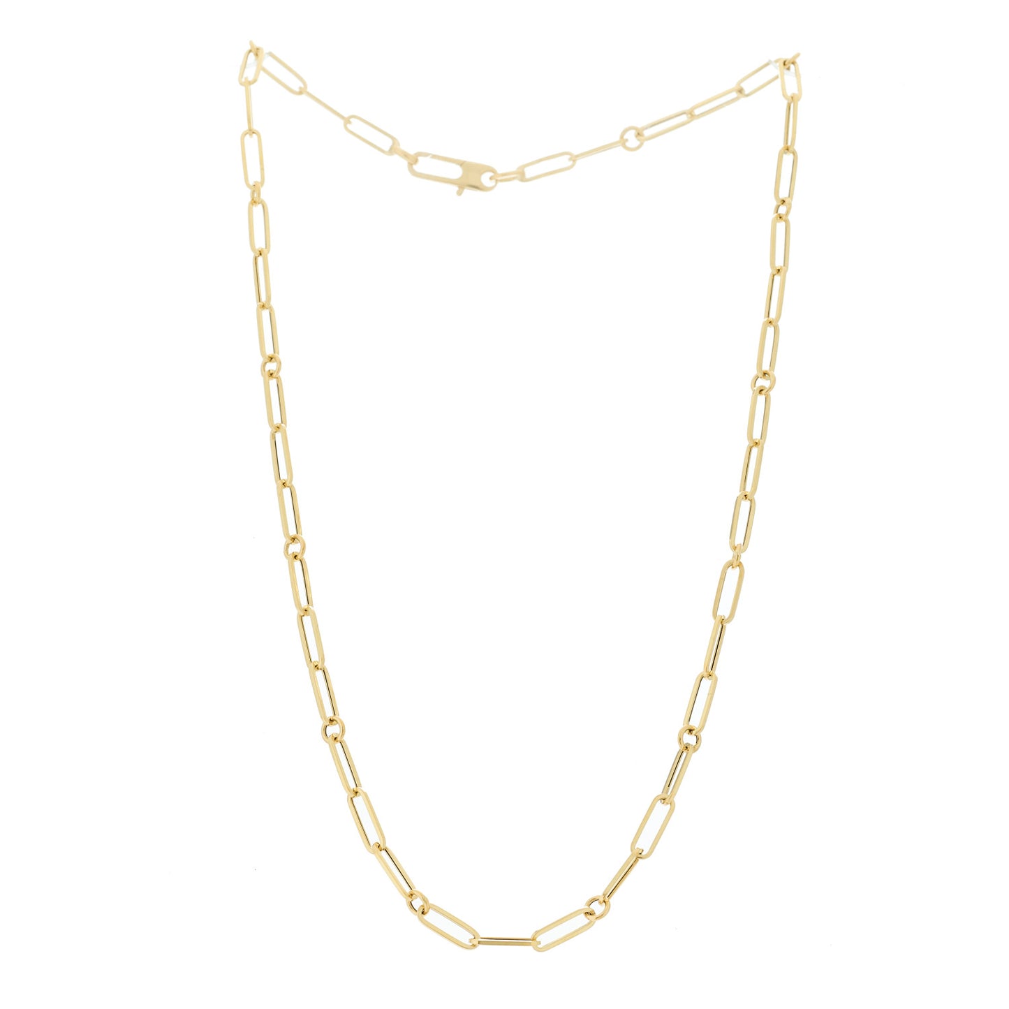 18K Yellow Gold Paper Clip Link Necklace