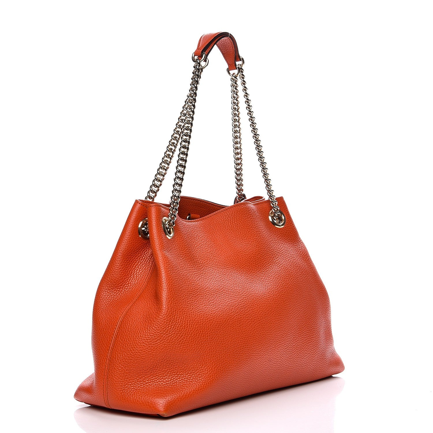 Gucci Pebbled Calfskin Medium Soho Chain Shoulder Bag Sun Orange 3 of 13