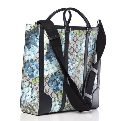Gucci GG Supreme Monogram Blooms Vertical Tote Blue 3 of 16